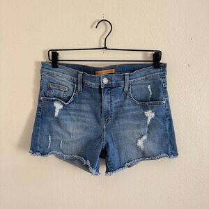 Rebecca Minkoff Melrose Raw Hem Denim Shorts Blue Size 28